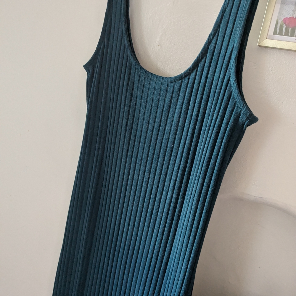 Forever 21 Teal Ribbed Knit Bodycon Maxi Dress
